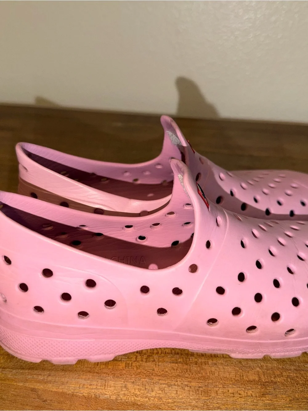 Hunter Pink Perforated Slip-On Clog Shoes